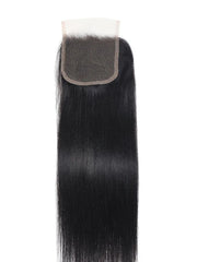 UNice Natural Black 4x4 Lace Closure With 3Pcs Yaki Straight Bundles