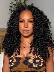 UNice InvisiBlend™ V part Jerry Curly& Kinky Curly Wig With Flexible Drawstring 100% Human Hair No Leave Out Protect Your Natural Hair 180% Density