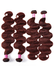 UNice Vibrant Reddish Brown Body Wave 4Pcs 100% Remy Human Hair Bundles Deal