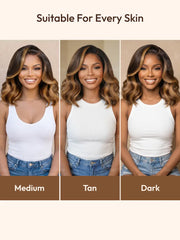 UNice Body Wave Bob Honey Blonde Highlights Wig Bye-Bye Slip™ 13×4 Lace Front Glueless Glam-Ready Date Night Chic Face-Flattering Blonde Dimension