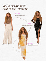 UNice 13x4 Bye Bye Slip™ Lace Frontal Bronde Color With Honey Blonde Highlights Water Wave Glueless Drawstring Wig 150% Density