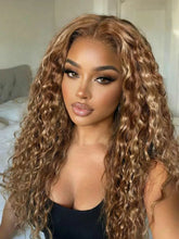 UNice 7x5 Lace Bye Bye Slip™ 200% Density Honey Blonde Highlights Water Wave Wig with Invisi Drawstring