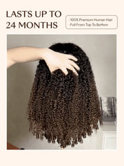 UNice 7x5 Bye Bye Slip™ Glueless Lace Black to Chestnut Brown Ombre Burmese Curly With Finger Coil Ends Wig-Vacation Ready With Flexi-Fit Drawstring