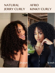 UNice InvisiBlend™ V part Jerry Curly& Kinky Curly Wig With Flexible Drawstring 100% Human Hair No Leave Out Protect Your Natural Hair 180% Density