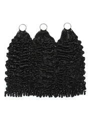 UNice Feather Crochet Human Hair Black Burmese Curly with Finger Coil Ends Micro Ring Loop Hook & Slay