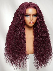 UNice 13x4 Bye Bye Slip™ Lace Frontal Burgundy Water Wave Glueless Wig with Invisi Drawstring