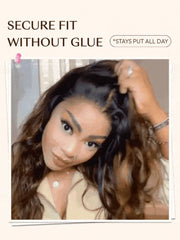 UNice 7x5 Bye Bye Slip™ Balayage Highlight Body Wave & Curtain Bangs Wig – Glueless Lace Pull & Go with Flexible Drawstring