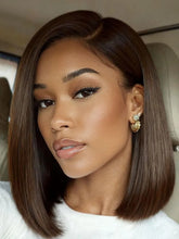 UNice Bye-Bye Slip™ 7x5 Lace Glueless Dark Chocolate Brown Side Part Yaki Straight Bob Wig with Invisi Drawstring Can Be Heated
