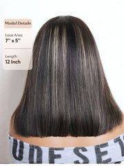 UNice Blonde Highlights Layered Yaki Straight Bob Wig Bye-Bye Slip™ 7×5 Lace Closure Glueless Glam-Ready Sophisticated Style Confident Look