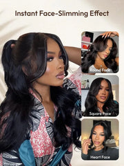 UNice 13x4 HD Real Scalp™ Wig Pull And Go Drawstring Loose Wave with Face Framing Curtain Bangs