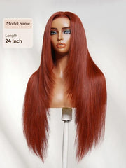 UNice Reddish Brown Layered Straight Wig Bye-Bye Slip™ 7×5 Lace Closure Glueless Glam-Ready Rich Color Sleek Style