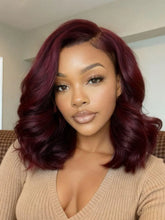 UNice 100% Human Hair Black Cherry Bye-Bye Knots™ 7x5 Lace Glueless Bob Drawstring Body Wave Wig 150% Density