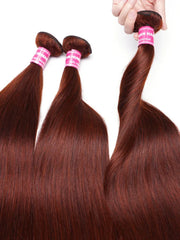 UNice Reddish Brown Straight 1Pc 100% Remy Human Hair Bundle