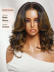 UNice 7x5 Bye Bye Slip™ Lace Balayage Highlights Body Wave Bob Wig with Invisi Drawstring