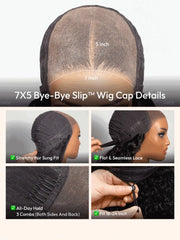 UNice 7x5 Bye Bye Slip™ Glueless Lace Black to Chestnut Brown Ombre Bouncy Water Wave Curly Wig with Invisi Drawstring