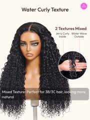 UNice 7x5 Bye Bye Slip™ Pre Cut Lace Natural Black Water Wave Curly Drawstring No Baby Hair