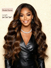 UNice #FB30 Brown Balayage Highlight 100% Human Hair 3Pcs Body Wave Human Hair Bundles