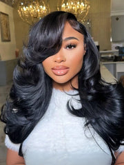 UNice 7x5 Lace Bye-Bye Slip™ Wig Feathered Layer Left Side Part 200% Density Wig with Flexible Drawstring 100% Human Hair