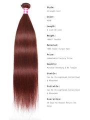 UNice Reddish Brown Straight 1Pc 100% Remy Human Hair Bundle