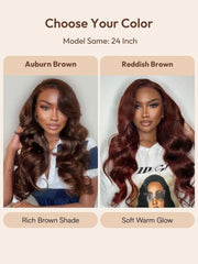 UNice Glueless Auburn/Red Brown 13x4 Pre-Everything & 7x5 Lace Wig Loose Wave Adjustable Drawstring 150% Density