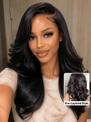 UNice 7x5 Lace Bye-Bye Slip™ Wig Feathered Layer Left Side Part 200% Density Wig with Flexible Drawstring 100% Human Hair