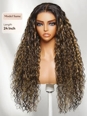 UNice 7x5 Bye Bye Slip™ Lace Golden Blonde Balayage Highlights Water Wave Glueless Wig