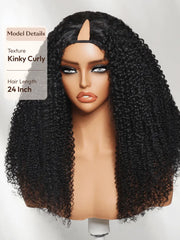 UNice InvisiBlend™ V part Wig Beginner Friendly Kinky Curly Protective Style Human Hair Wig 180% Density Protect Your Natural Hair