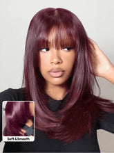 UNice Bye-Bye Slip™ 7x5 Lace Black Cherry Layered Wolf Cut with Wispy Bangs Drawstring Wig