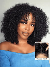 UNice 7x5 Lace Bye Bye Slip Glueless Wig Black Kinky Curly Wig With 4C Baby Hair 150% Density Drawstring Wig