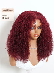 UNice Bye-Bye Knots™ 7x5 Lace Glueless Cherry Red Layered Kinky Curly Wig with Soft Curly Bangs