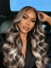 UNice 13x4 Pre-Everything™ Lace No Slip Frontal Ash Brown Blonde Highlights Loose Wave Drawstring Wig with Face Framing Layers