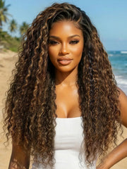 UNice 7x5 Bye Bye Slip™ Lace Balayage Highlights Water Wave Wig with Invisi Drawstring