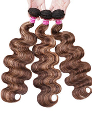 UNice Mix Color Body Wave Hair Weaving 3 Bundles Honey Blonde Color