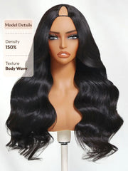 UNice InvisiBlend™ V part Natural Black Glueless Body Wave Wig Protect Your Natural Hair