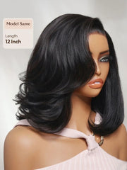 UNice 7x5 Bye-Bye Slip™ Lace Natural Black Side Part Blowout Bob Wig with Soft Curled Ends