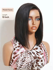 UNice Bye-Bye Slip™ 6x4 Lace Glueless Natural Black Side Part Sleek Blunt Cut Bob Wig Chin Length Straight Hair