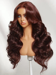 UNice 7x5 Bye Bye Slip™ Lace Mahogany Brown Loose Wave Drawstring Wig with Face-Framing Layers