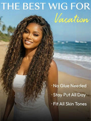 UNice 7x5 Bye Bye Slip™ Lace Balayage Highlights Water Wave Wig with Invisi Drawstring