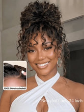 UNice 7x5 Bye-Bye Slip™ Lace 100% Human Hair Water Wave Wig with Golden Brown Highlights Glueless Summer-Ready