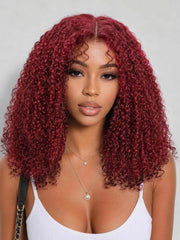 UNice Bye-Bye Knots™ 7x5 Lace Glueless Cherry Red Layered Kinky Curly Wig with Soft Curly Bangs