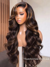 UNice 7x5 Bye Bye Slip™ Lace Black with Golden Brown Highlights Body Wave Wig With Flexi-Fit Drawstring 150% Density