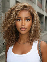 UNice Honey Blonde Highlights Water Curly Wig Bye-Bye Slip™ 7×5 Lace Closure Glueless Glam-Ready Festival Chic Short Curls Blonde Dimension