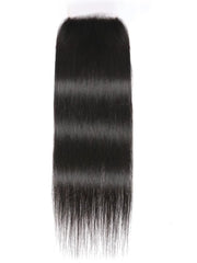 UNice Hair 5X5 HD Lace Closure With 4 Bundles Straight Hair 100% Transparent Lace Closure Invisible Knots Icenu Series