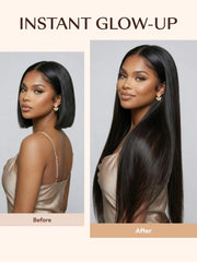 UNice 13x4 Bye Bye Slip™ Glueless Lace Black Straight Bleached Knots Drawstring Wig No Baby Hair 150% Density