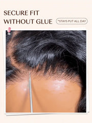 UNice Bye-Bye Slip™ 6x4 Glueless Lace "C" Side Part Loose Wavy Bob 220% High Density Drawstring Wig For Beginners