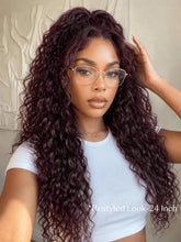 UNice 13x4 Bye-Bye Slip™ Lace Frontal Black Cherry Water Wave Glueless Drawstring Wig 100% Human Hair 150% Density