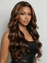 UNice 7x5 Bye Bye Slip™ Lace Rich Dark Chocolate Brown with Warm Caramel/Cinnamon Highlights Body Wave Wig