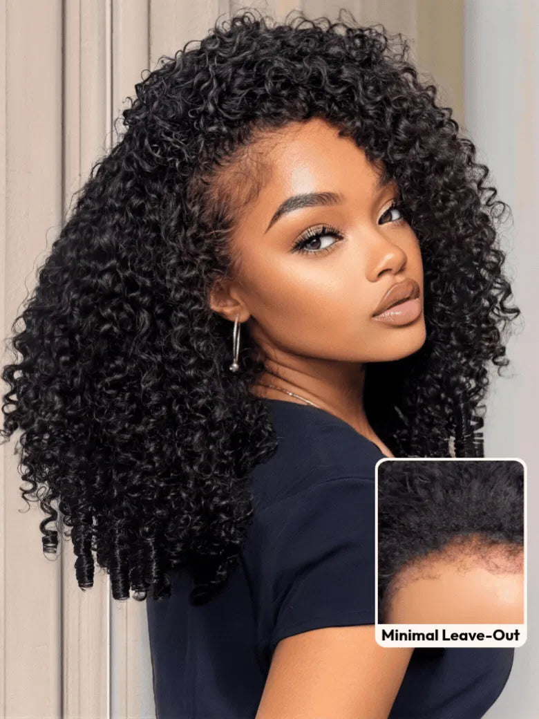 UNice Half Wig MeltLine™ Burmese Curly with Finger Coily Ends Beginner Friendly with Flexi-Fit Drawstring