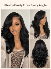 UNice 7x5 Lace Bye-Bye Slip™ Wig Feathered Layer Left Side Part 200% Density Wig with Flexible Drawstring 100% Human Hair