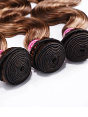 UNice Mix Color Body Wave Hair Weaving 3 Bundles Honey Blonde Color